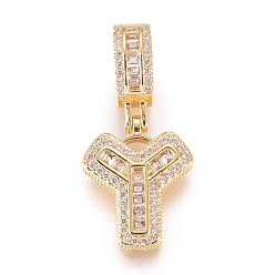 Letter Y Латунные микро проложить кубического циркония подвески, буквы, прозрачные, золотые, letter.y, 19.5x15.5x3.5 мм, отверстие : 6.5x9 мм