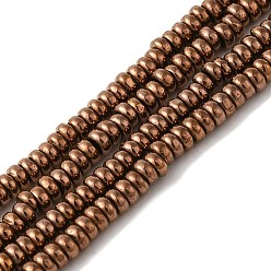 Коричневое Покрытие Гальванические нити из синтетических немагнитных гематитовых бусин, рондель, кофе покрытием, 3x1.5 мм, отверстие : 1 мм, около 271 шт / нитка, 15.94'' (40.5 см)