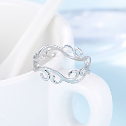 Нержавеющая Сталь Цвет 304 кольца для пальцев из нержавеющей стали для женщин, виноградная лоза, цвет нержавеющей стали, 5.5 мм, размер США 9 (18.9 мм)