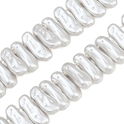 Rauch weiss Galvanisierte Glasperlenstränge, Pipa-Perlen, unregelmäßig oval, Rauch weiss, 18x7x5.5~6 mm, Bohrung: 0.8 mm, ca. 69 Stk. / Strang, 16.34'' (41.5 cm)