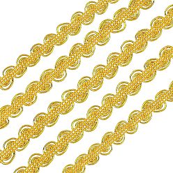 Темно-Золотистый Полиэфирная лента, с картой, квартира с волнистым рисунком, аксессуары для одежды, темные золотарник, 3/8 дюйм (10 мм), 25 ярдов / карта