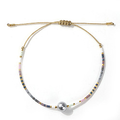 (52) Непрозрачная лаванда Стеклянные бусины плетеные браслеты из бисера для женщин, с жемчугом из раковины , разноцветные