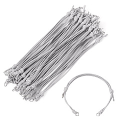Light Grey 20Pcs Adjustable Korean Waxed Polyester Cord Bracelet Making, 304 Stainless Steel Jump Rings, Stainless Steel Color, Light Grey, 9-1/4 inch(23.5cm)