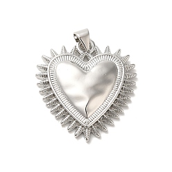 Платина Латунные подвески, без кадмия и без свинца, сердце, платина, 27x25x4.5 мм, отверстие : 5x3.5 мм