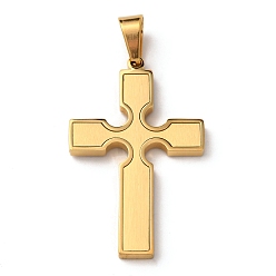 Золотой 304 подвески из нержавеющей стали, крест очарование, вакуумные покрытия, золотые, 42x26.5x3 мм, отверстие : 8x5 мм
