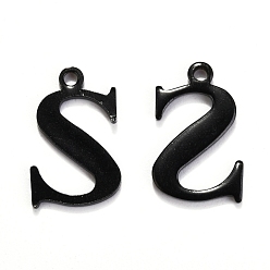 Letter S 304 прелести нержавеющей стали алфавит, ионное покрытие (ip), электрофорез черный, letter.s, 12x8x1 мм, отверстие : 1 мм