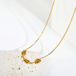 Real 18K Gold Plated 304 Stainless Steel Triple Leaf Pendant Necklaces for Women, Real 18K Gold Plated, 15.75 inch(40cm)