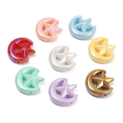 (52) Непрозрачная лаванда Непрозрачные акриловые бусины, Луна и звезды, с покрытием AB цвета, разноцветные, 27.5x26.5x8.5 мм, отверстие : 2 мм, Около 178 шт / 500 г