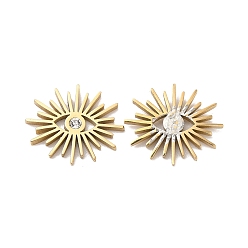 Echt 14 k vergoldet Ionenplattierung (ip) 304 Edelstahl-Cabochons, mit Strass, Auge, echt 14 k vergoldet, 11x13x1.5 mm