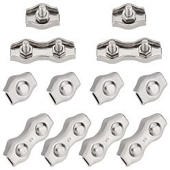 Нержавеющая Сталь Цвет 28шт 2 стиль 304 нержавеющая сталь проволока одинарный болт и двойной 2-штыревой кабельный зажим, зажимы для троса, цвет нержавеющей стали, 14~15x17.5~35x5.5~6 мм, 14 шт / стиль