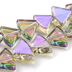 Средняя Орхидея Нити прозрачных стеклянных бусин с гальваническим покрытием в форме полурадуги, вентилятор, средне орхидеи, 8x10.5x4 мм, отверстие : 1 мм, около 80 шт / нитка, 25.51 дюйм (64.8 см)