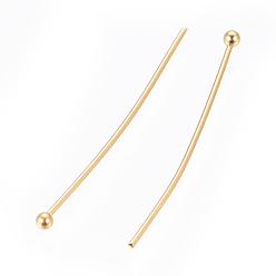 Real 24K Gold Plated 304 Stainless Steel Ball Head Pins, Real 24k Gold Plated, 30~30.5mm, Head: 1.9mm, Pin: 0.7mm(21 Gauge), about 300pcs/bag