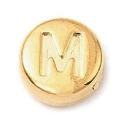 Letter M 304 из нержавеющей стали бусы, плоские круглые с буквы, золотые, Буква М, 7x3.5 мм, отверстие : 1.7 мм