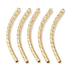 Настоящее золото 24K Бисера латунной трубки, долговечный, изогнутые бусины, трубка, реальный 24 k позолоченный, 34x2 мм, отверстие : 1.2 мм