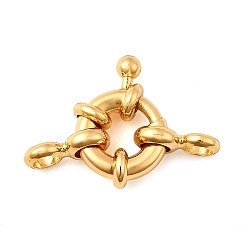 Настоящее золото 18K Латунная застежка пружинного кольца, без никеля , реальный 18 k позолоченный, 12.5x9x2.5 мм