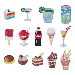 (52) Непрозрачная лаванда 28 шт. 2 наборы полиэстеровых ниток для вышивания, нашивок для пришивания/приклеивания утюгом, термоклей, аппликации из ткани, разнообразные, разноцветные, 21~44x16~36x1.8~2.2 мм, 14 шт / комплект