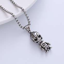 Нержавеющая Сталь Цвет Винтажный панк-стиль 304 подвески из нержавеющей стали с изображением мультяшного демона для пар, предпочитающих хип-хоп, цвет нержавеющей стали