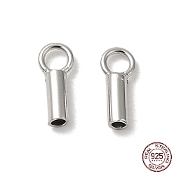 Платина 925 стерлингового серебра мозг заканчивается, Торцевые крышки, колонка, платина, 6x2.5x1.5 мм, отверстие : 1.6 мм, внутренний диаметр: 1 мм