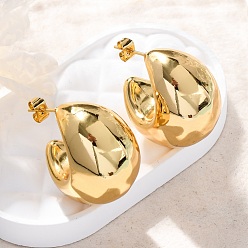 Золотой Луна 304 из нержавеющей стали серьги стержня, золотые, 25x18 мм