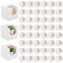 White Cube Paper Cupcake Storage Boxes with Visible Window, Mini Cake Gift Case, for Party Gift Supplies, White, 9x9x9cm