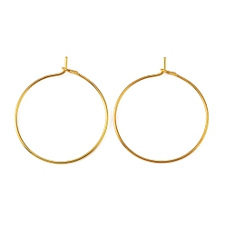 Golden Brass Wine Glass Charm Rings, Hoop Earrings Findings, Golden, 25x0.8mm, 20 Gauge