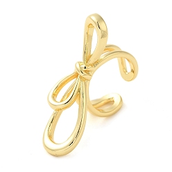 Настоящее золото 16K Латунь манжеты кольца, без кадмия и без свинца, бантом, реальный 16 k позолоченный, размер США 6 (16.5 мм)