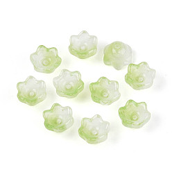 Желто-Зеленый Прозрачные двухцветные колпачки для стеклянных бусин, окрашенные аэрозольной краской, цветок, желто-зеленый, 7x11.5x11.5 мм, отверстие : 0.8~1.4 мм, около 1950~2000 шт / упаковка