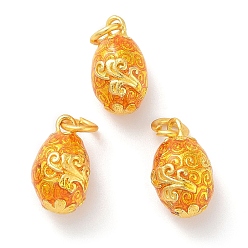 Goldenrod Alloy Enamel Charms, with Jump Ring, Golden, Oval Charm, Goldenrod, 14x9mm, Hole: 4mm
