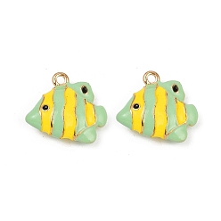 Fish Эмалевые сплавы подвески с изображением животных из мультфильмов, золотой свет, рыба, 14x15.5x5 мм, отверстие : 1.4 мм