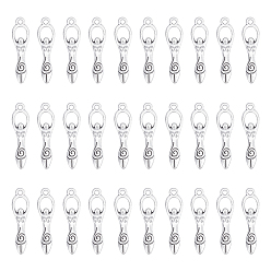 Античное Серебро 60 шт. Подвески из сплава в тибетском стиле, спиральная богиня, античное серебро, 31x8x3 мм, отверстие : 1.8 мм