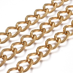 Golden 304 Stainless Steel Curb Chains, Unwelded, Golden, 12x8x2mm