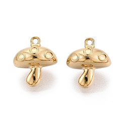 Настоящее золото 18K 304 нержавеющая сталь, ионное покрытие (ip), грибное очарование, реальный 18 k позолоченный, 15x13x10 мм, отверстие : 1.4 мм