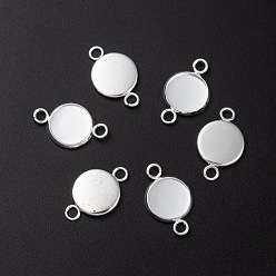 Серебро 201 из нержавеющей стали параметров соединителя кабошон, чашки безель с краями, плоско-круглые, серебряные, лоток : 10 мм, 19x12x2 мм, отверстие : 2 мм