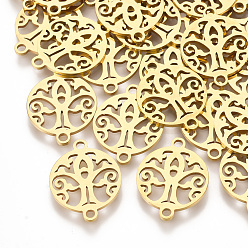 Golden 201 Stainless Steel Links connectors, Laser Cut Links, Flat Round, Golden, 19x15x1mm, Hole: 1.8mm