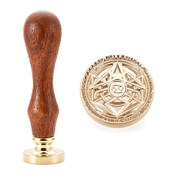 Cancer Brass Wax Sealing Stamp, with Wood Handle for Post Decoration DIY Card Making, Twelve Constellations, Cancer, 89.5x25.5mm