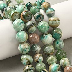 Джаспер с Зелёными Линиями Нить из натуральных зеленых яшмовых бусин разного размера, круглые, сгладить, 6.5~12.5 мм, отверстие : 0.9~1.2 мм, около 53 шт / нитка, 16.93~17.20'' (43~43.7 см)