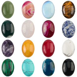 Смешанные камни 32шт. 16 стили натуральные и синтетические смешанные драгоценные камни кабошоны, овальные, смешанные окрашенные и неокрашенные, 25x18x5~7 мм, 2 шт / стиль