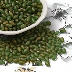 Светло-зеленый Коричневый Стеклянные бусины прозрачных цветов, круглое отверстие, овальные, оливковый, 5.5~6x3.5~4 мм, отверстие : 0.8 мм, Около 4500 шт / 500 г