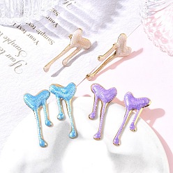 Doré  304 boucles d'oreilles en acier inoxydable et émail pour femme, cœur, or, 35x16mm