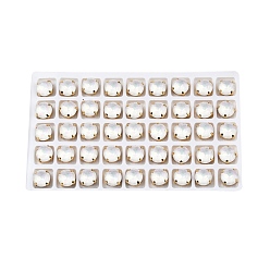 Кристалл Aurora(jm) пришиваем горный хрусталь, граненый стеклянный горный хрусталь, многожильных ссылки, с латунной оправой золотистого цвета, плоско-круглые, кристалл, 10x6.5 мм, отверстие : 1 мм