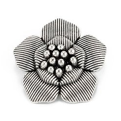 Antique Silver Tibetan Style Alloy Pendants, Flower, Antique Golden, 38x39x13mm, Hole: 3.5mm