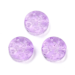 Средняя Орхидея Прозрачные стеклянные бусины, Плоский круглый с луной и звездой, спекающийся лак, средне орхидеи, 13x6 мм, отверстие : 1 мм