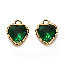 Морско-зеленый 304 подвески из нержавеющей стали, с кубического циркония, сердце, цвета морской волны, 6.5x5.5x3.5 мм, отверстие : 1 мм