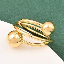 Настоящее золото 18K Латунные кольца-манжеты для женщин, долговечный, стойки покрытие, реальный 18 k позолоченный, внутренний диаметр: 17 мм