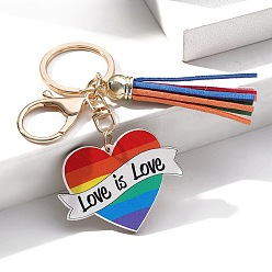 Сердце Деревянные брелки, украшения для сумок и кошельков, гордость цвета радуги, сердце, 11x4.5 см