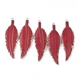 Белый Нефрит Гальваника натуральный белый нефрит большие кулоны, с выводами, не содержащими свинец и никель, окрашенные, лист, золотые, 69~74x21~22x5~6 мм, отверстие : 2 мм