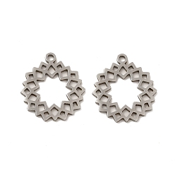 Stainless Steel Color Non-Tarnish 201 Stainless Steel Pendants, Hollow Flower Charms, Stainless Steel Color, 17.5x15.8x0.9mm, Hole: 1.4mm