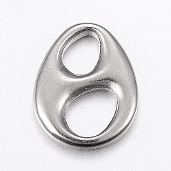 Нержавеющая Сталь Цвет Устойчивы к потускнению 304 соединители из нержавеющей стали, овальные, цвет нержавеющей стали, 19x15x2.5 мм, отверстие : 6~8 мм