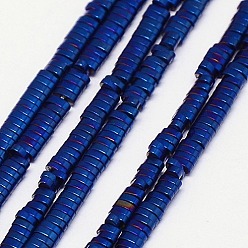 Blue Plated Electroplate Non-magnetic Synthetic Hematite Beads Strands, Oval, Grade A, Blue Plated, 3x2x1mm, Hole: 1mm, about 400pcs/strand, 16 inch