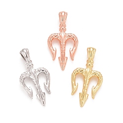 (52) Непрозрачная лаванда Стойки обшивки латунные подвески, долговечный, без свинца и без кадмия, вилка с тремя зубьями, разноцветные, 21x10.5x4 мм, отверстие : 3.5x2 мм